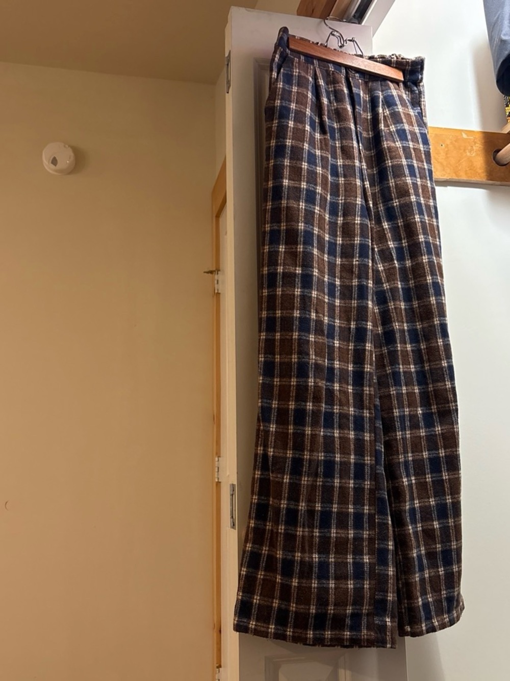 Forever 21 Brown and Navy Plaid Wide-Leg Pants